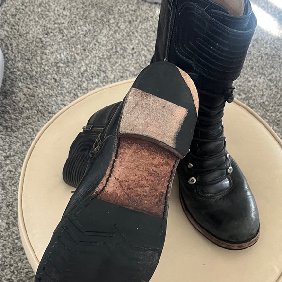 Frye Black Leather Combat Boots for Women - Picture 4 of 5